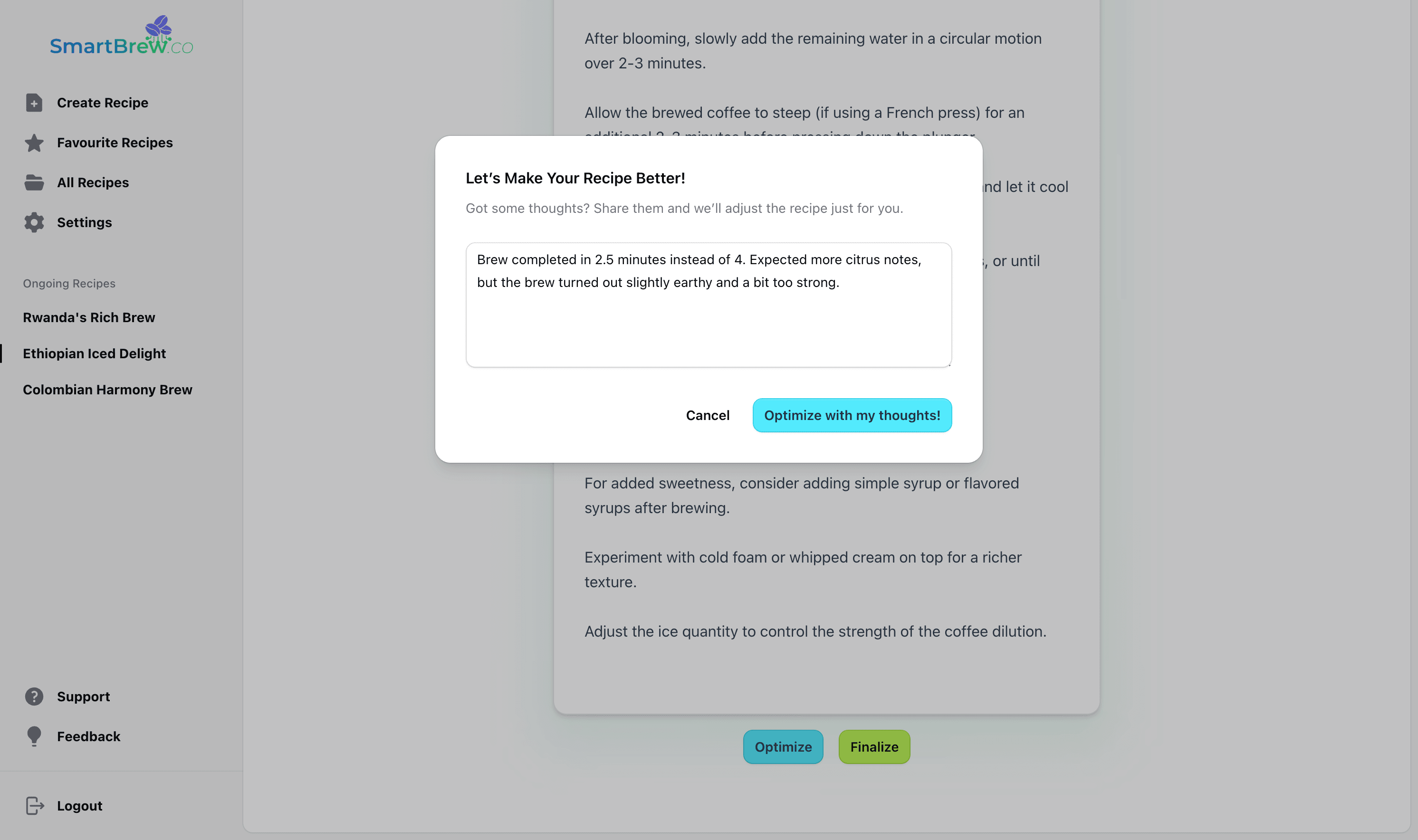 Adjustment suggestions
